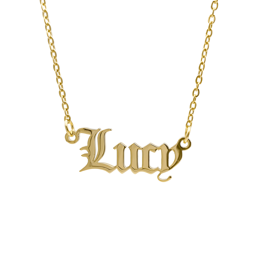 Old English Name Plate Necklace